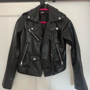 Zara Black Leather Moto Jacket
